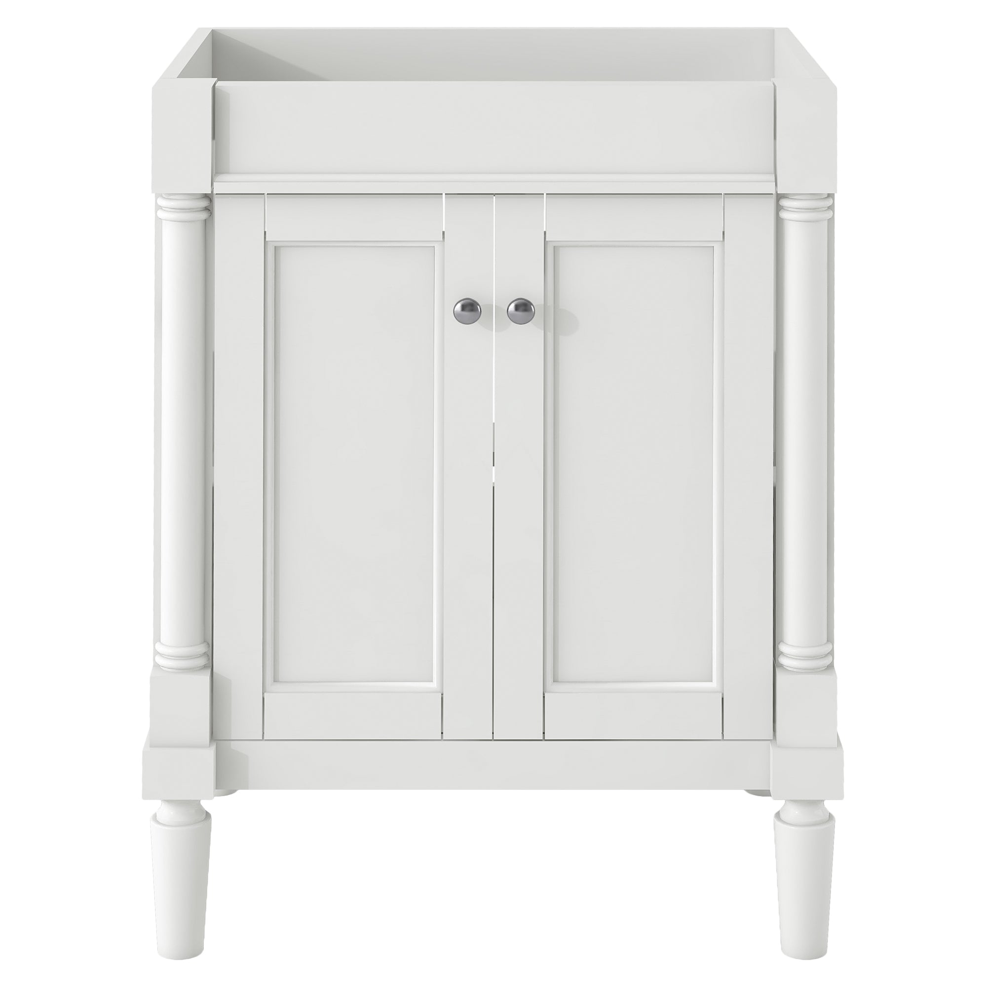 24'' Bathroom Vanity Without Sink, 2 Tier Modern Bathroom Storage Cabinet, Single Sink Bathroom Vanity, Large Storage Shelves Not Include Basin Sink White 2 Adjustable Hinges Bathroom Freestanding Modern Mdf Painted