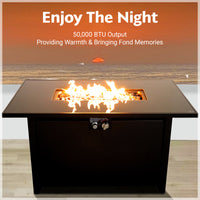 25" H X 42" W Steel Outdoor Fire Pit Table With Lid Black Steel