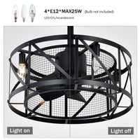 20''Industrial 5 Blade Ceiling Fan With Remote Control ,5 Abs Blades Small Size Ceiling Fan Matte Black Abs Metal