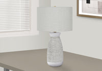 Lighting, 27"H, Table Lamp, Grey Ceramic, Grey Shade, Contemporary Grey Ceramic