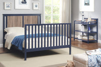 Connelly 4 In 1 Convertible Crib Midnight Blue Vintage Walnut Blue Brown Wood