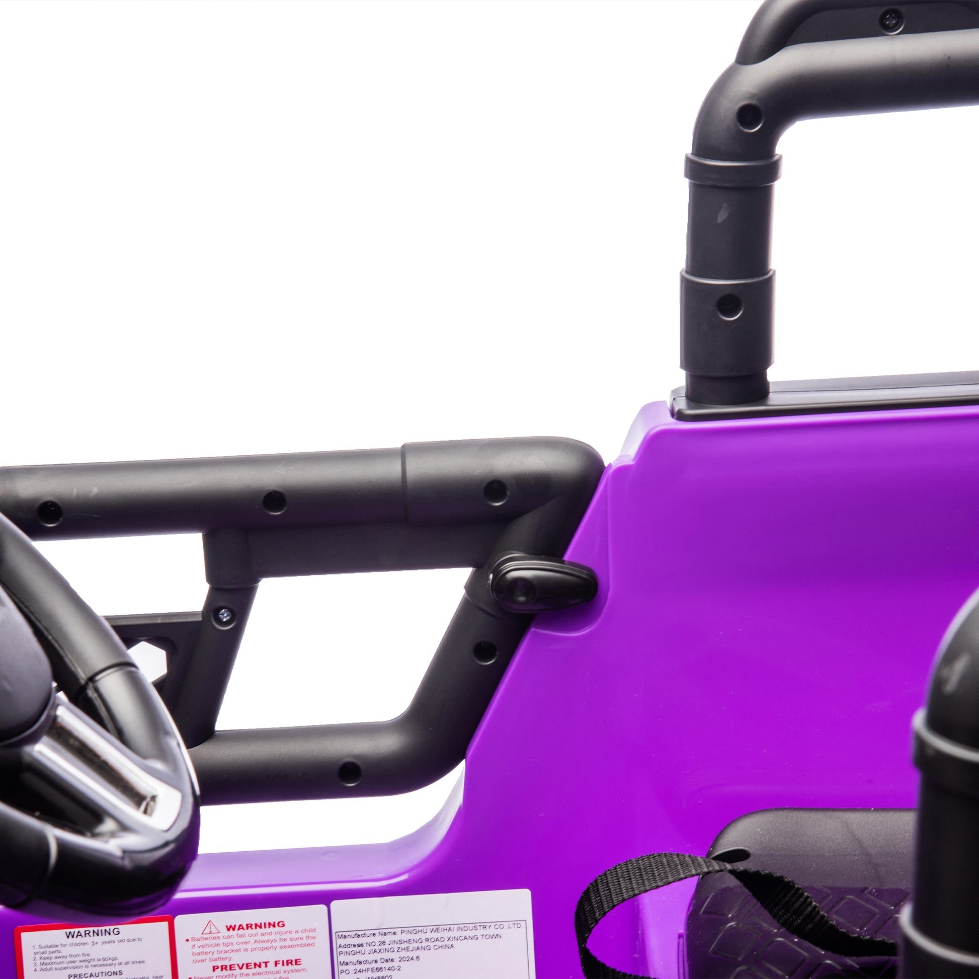 24V Two Seater Kids Ride On Truck Car W Parents Control,200W*2,Seat Width 20.28In,Four Wheel Suspension,Led Lights,Music,Mp3,Bluetooth,Two Independent Seat Belts,Suitable For Off Road For Kids Aged 3 Purple 100 149 Lbs Polypropylene