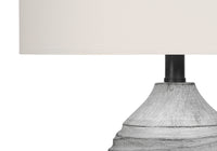 Lighting, 27"H, Table Lamp, Grey Resin, Ivory Cream Shade, Modern Grey Polyresin