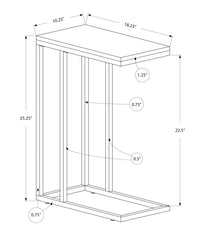 Accent Table, C Shaped, End, Side, Snack, Living Room, Bedroom, Brown Laminate, Brown Metal, Contemporary, Modern Espresso Particle Board