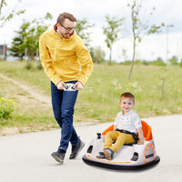 Qaba 12V Toddler Bumper Car Ride On Toy For Kids 1.5 5 Years Old, Baby Bumper Car With Remote Control, Led Lights, 360 Degree, Music, Orange Orange Plastic