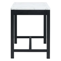 3 Piece Modern Faux Marble Versatile Bar Table Set With Storage Drawers And Padded Stools, Ideal For Space Saving Dining Nooks Or Small Kitchens Black Black Solid Wood Mdf