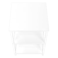 Accent Table, Side, End, Nightstand, Lamp, Living Room, Bedroom, White Laminate, White Metal, Contemporary, Modern White Metal