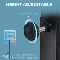Soozier Poolside Basketball Hoop Stand, 36.5" 48.5" Height Adjustable Portable Hoop System W Clear Backboard & Fillable Base For Whole Family, Blue, Black, Red Multi Steel