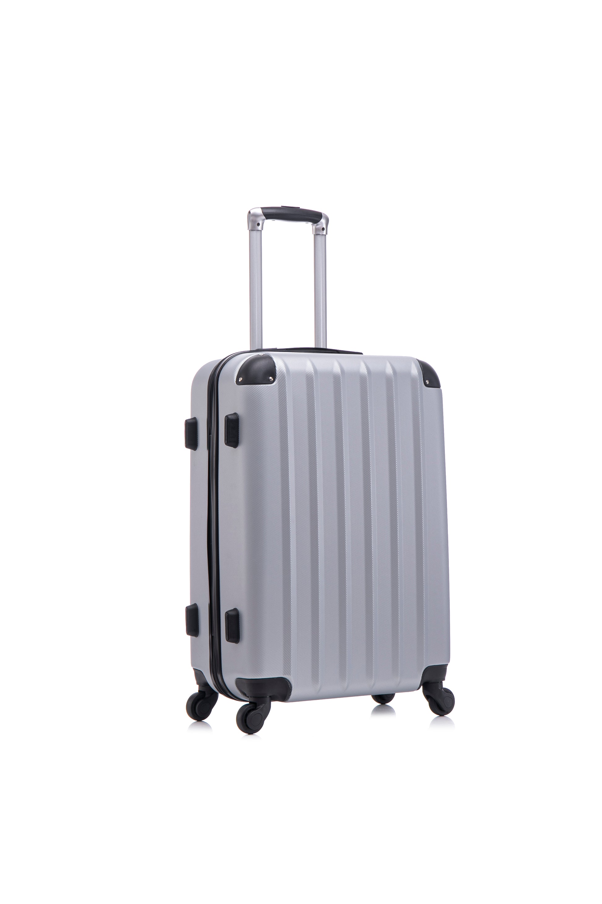 3 Piece Abs Hard Luggage Set With Universal Wheels And Luggage Password Lock, 20 24 28 Inches Silver Grey Abs