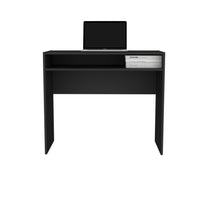 Stella 35" Wide Writing Desk With Shelf Black Computer Desk Office Modern Freestanding Rectangular Open Storage Desk Rectangular Particle Board