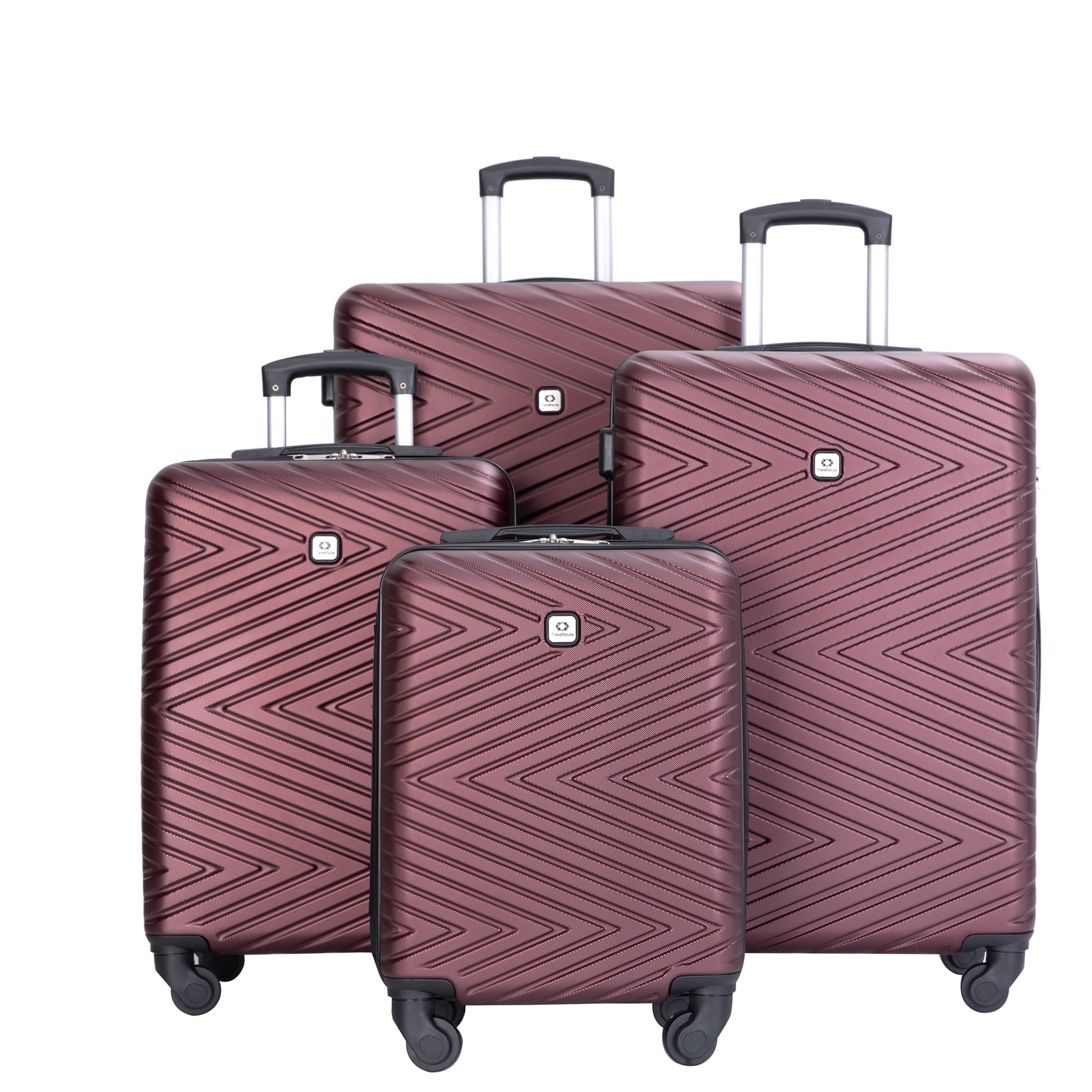 Luggage 4 Piece Abs Lightweight Suitcase With Rotating Wheels, 24 Inch And 28 Inch With Tsa Lock, 16 20 24 28 Wine Red Wine Red Abs