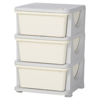 Qaba 3 Tier Kids Storage Unit, 3 Drawer Chest Toy Organizer Plastic Bins For Kids Bedroom Nursery Kindergarten Living Room For Boys Girls Toddlers, Cream White Cream White Plastic