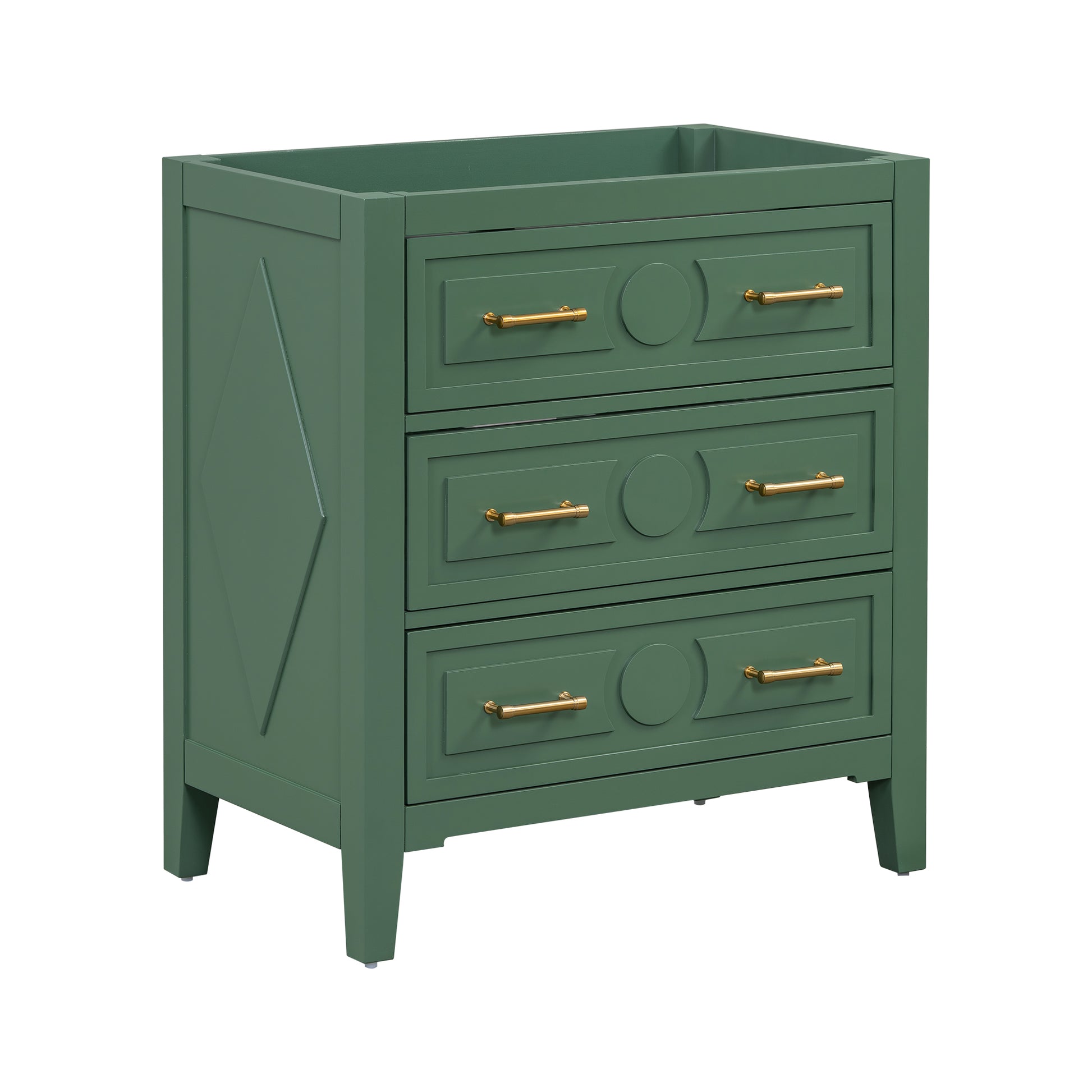 30'' Bathroom Vanity Without Basin Sink, Free Standing Single Vanity With 3 Drawers, Solid Wood Frame Bathroom Storage Cabinet, Green 3 Green Bathroom Freestanding Solid Wood Mdf Painted