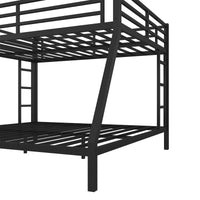 Metal Queen Over King Bunk Bed For Teens And Adults,Space Saving Noise Reduced No Box Spring Needed, Black Black Metal