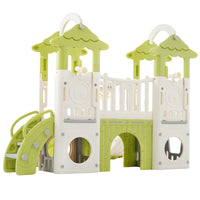 8 1 Toddler Climber And Slide Set,Kids Slide For Toddlers Age 1 , Kids Playground Climber Freestanding Slide Playset With Basketball Hoop, Play Combination For Babies,Indoor& Outdoor Green 150 199 Lbs Cute 1 To 2 Years Hdpe Indoor & Outdoor Use