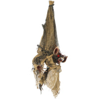 Outsunny 28" Life Size Outdoor Halloween Decorations Hanging Bat Opening Month, Animated Prop With Sound And Motion Activated Light Up Eyes, Spooky Sound And Laughter Brown Polyester