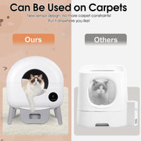 Self Cleaning Litter Box 2.2Lb 23Lb Cat Can Use, 100L Automatic Cat Litter Box Self Cleaning, Extra Large For Multiple Cats, Anti Pinch, All Clumping Litter Can Use, With Garbage Bags, App Control White Gray Abs