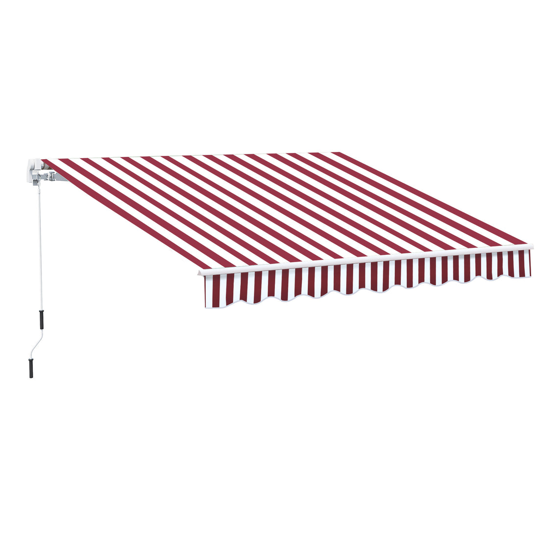 Outsunny 10' X 8' Retractable Awning, Patio Awnings, Sunshade Shelter W Manual Crank Handle, Uv & Water Resistant Fabric And Aluminum Frame For Deck, Balcony, Yard, Wine Red Stripes Multicolor Aluminum