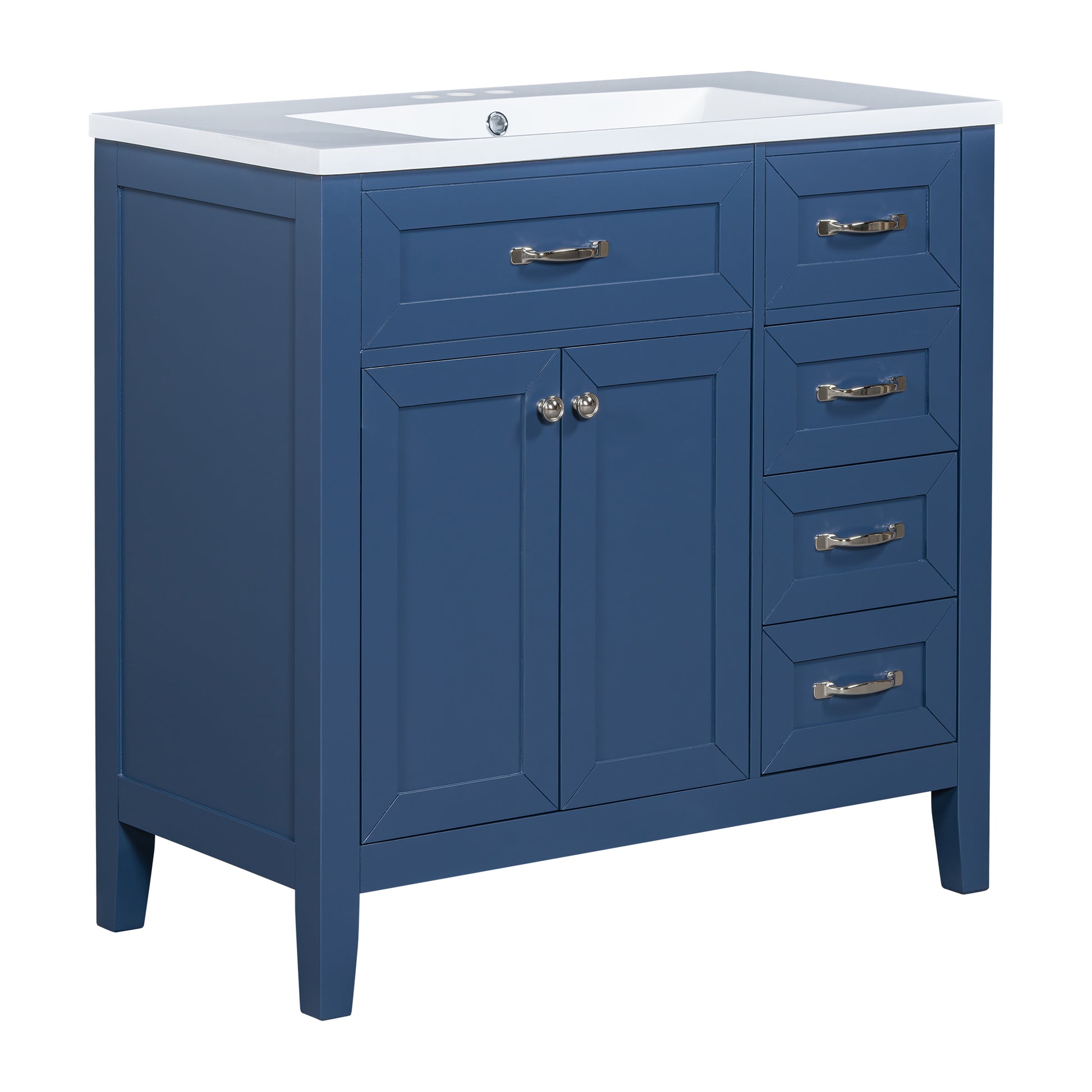 36" Bathroom Vanity With Sink Combo, Blue Bathroom Cabinet With Drawers, Solid Frame And Mdf Board Old Sku:Jl000007Aac Blue Solid Wood Mdf