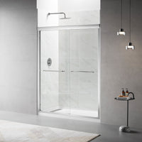 Framed Sliding Shower Door 56" 60"W X 75"H, Bypass Double Sliding Glass Door With 1 4" 6Mm Clear Glass, Chrome Finish Chrome Bathroom American Design Glass Metal