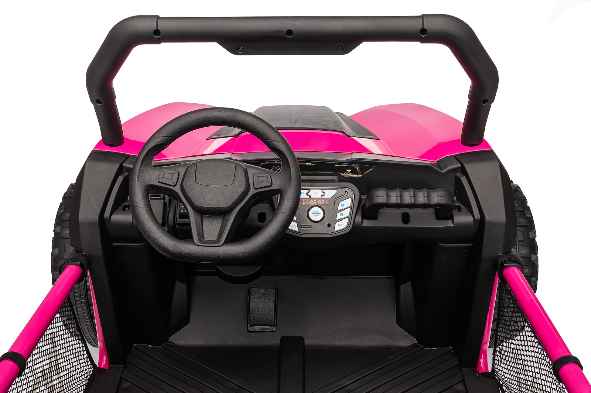 24 Volt Ride On Toys With Remote, Metal Frame Electric Powered Off Road Utv With 2 Xl Seater, 4X200W 5Mph Max, 4Wd 2Wd Switchable, 3 Speeds, Bluetooth, Storage, Pink Rose 150 199 Lbs Abs Pc Abs