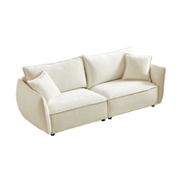 3 Seater 3 Seater Combo Sofa Modern Living Room Sofa, Linen Fabric Sofa, Wooden Frame With 4 Pillows, Apartment Sofa Furniture Beige Chenille Wood Primary Living Space Pine Foam Fabric 6 Seat