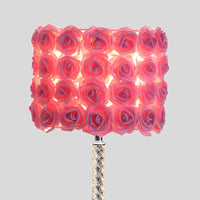 18.25" Pink Roses In Bloom Acrylic Metal Table Lamp Multicolor Metal