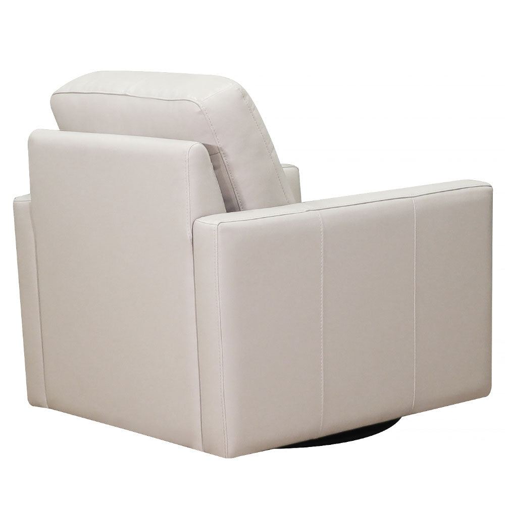 Dillon Swivel Leather Chair Beige Memory Foam Genuine Leather