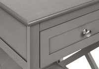 Accent Table, End, Side Table, 2 Tier, Bedroom, Nightstand, Lamp, Storage Drawer, Antique Grey Veneer, Transitional Grey Mdf