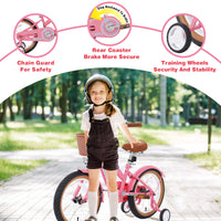 Multiple Colors,Girls Bike For 4 7Years Old Kids,16 Inch Wheel ,Training Wheels Included Cycling Pink Garden & Outdoor Steel