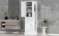 Tall Bathroom Storage Cabinet, Freestanding Storage Cabinet With Hook And Adjustable Shelf, Mdf Board, White White 2 Mdf