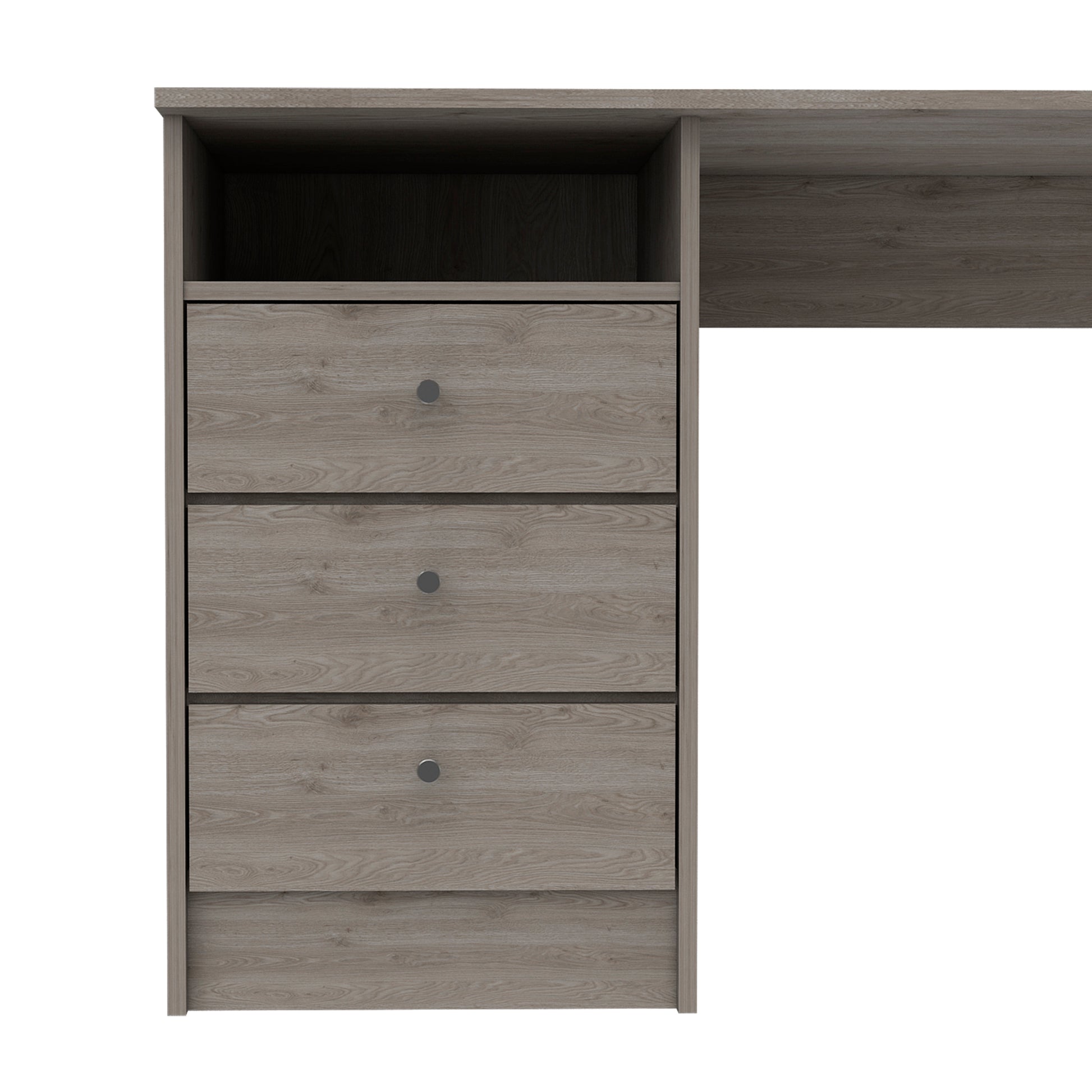 Computer Desk With 1 Open Storage Shelf, 3 Drawers, Light Gray Light Gray Solid Wood Mdf Engineered Wood