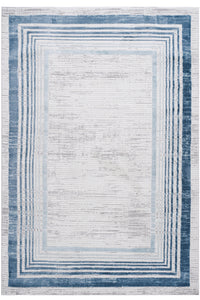 Naar Marfi Collection 2X3 Blue Ivory Bordered Non Shedding Living Room Bedroom Dining Home Office Stylish And Stain Resistant Area Rug Blue Polyester