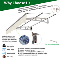 5934W Series Door Window Awning Canopy W59"Xd34" Made Of 0.137Inch 3.5Mm Thick Virtually Crystal Solid Polycarbonate Sheet With Polyester Valance For Wooden House. Silver Clear Square None Garden & Outdoor Modern Heavy Snow Load Canopies Iron Plastic
