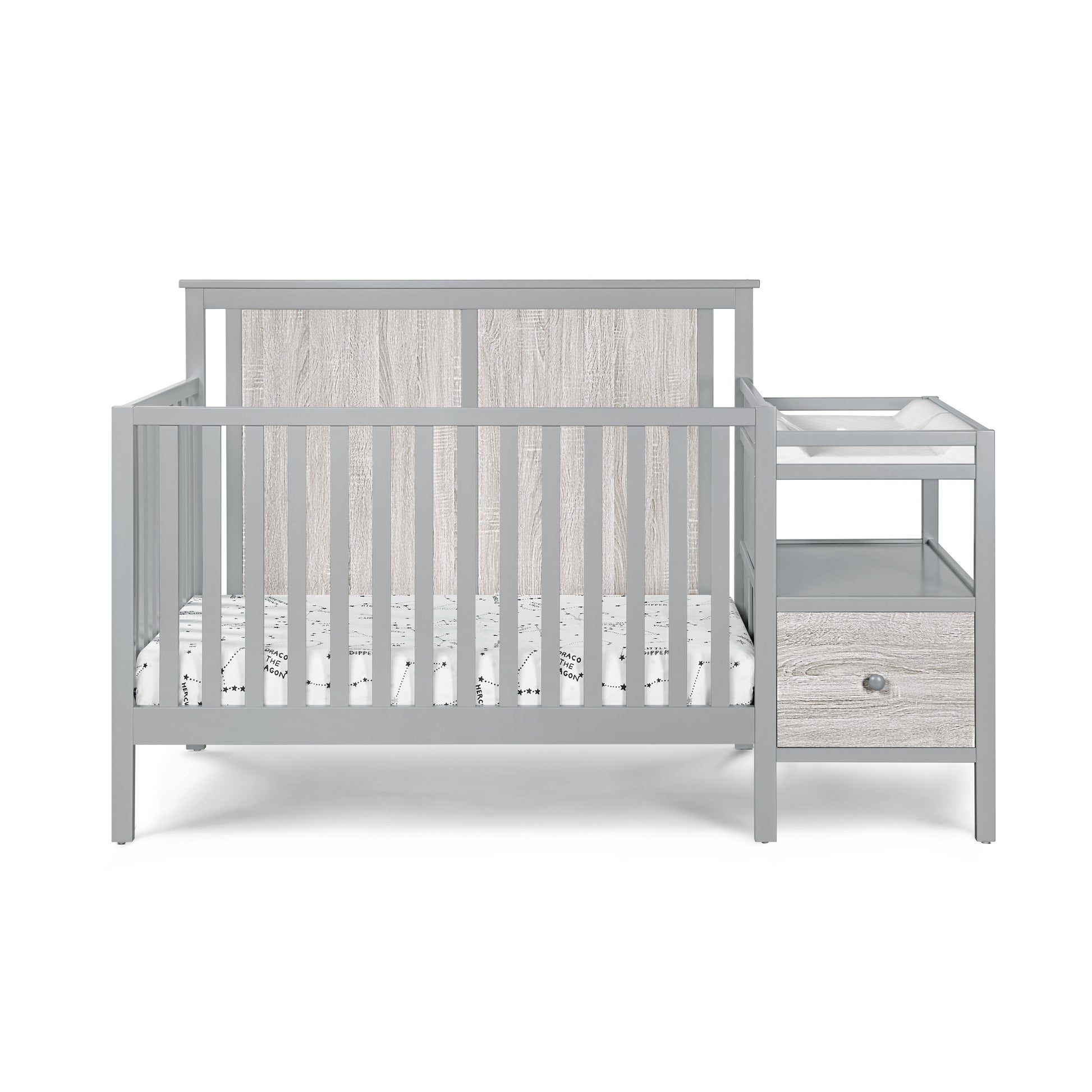 Connelly 4 In 1 Crib And Changer Combo Gray Rockport Gray Grey Wood