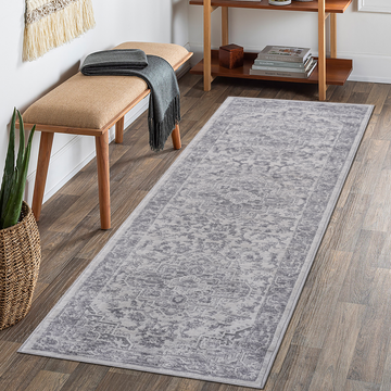 2X8 Silver Oriental Non Shedding Living Room Bedroom Dining Home Office Stylish And Stain Resistant Area Rug Silver Polyester