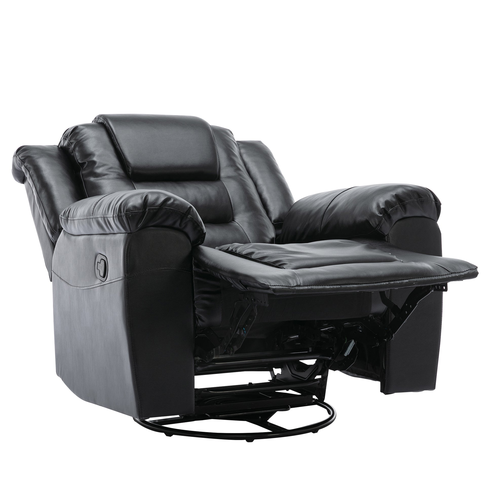 360 Swivel And Rocking Home Theater Recliner Manual Recliner Chair With Wide Armrest For Living Room,Bedroom, Black Old Sku:Pp302953Aab Black Foam Pu