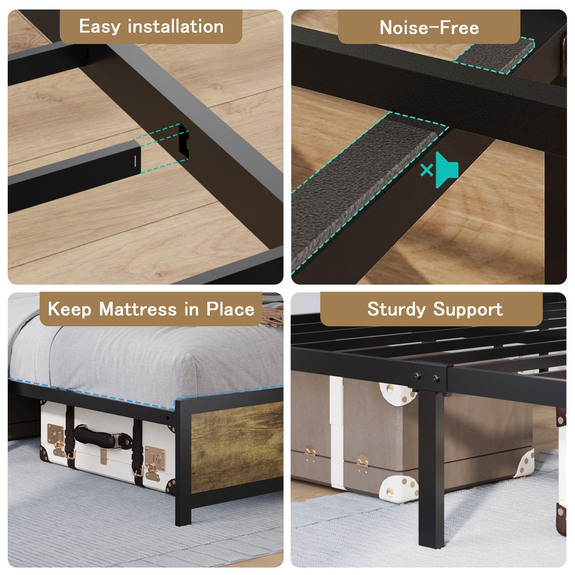 Queen Size Bed Frame With Rgb Led Lights,Usb Port And Power Outlet,Upholstered Headboard Soft Backrest And Bedside Shelf,No Box Spring Neededrustic Brown Box Spring Not Required Queen Brown Gray