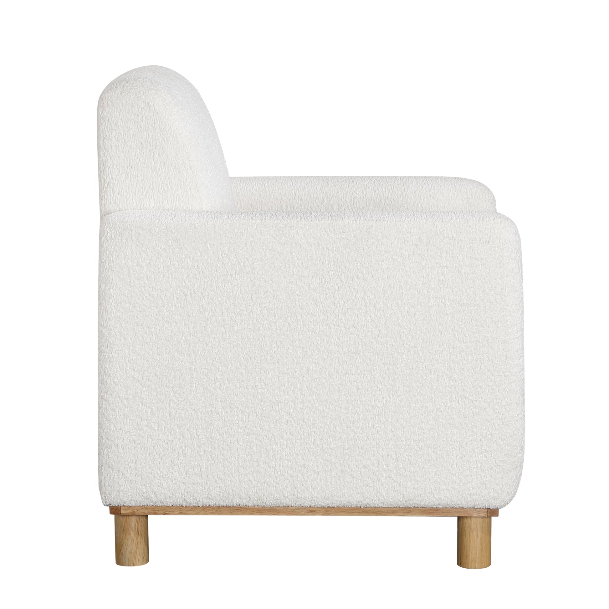 Mason White Boucle Fabric Arm Chair White Foam Boucle