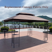 13X10 Ft Patio Double Roof Gazebo Replacement Canopy Top Fabric,Brown Brown Polyester