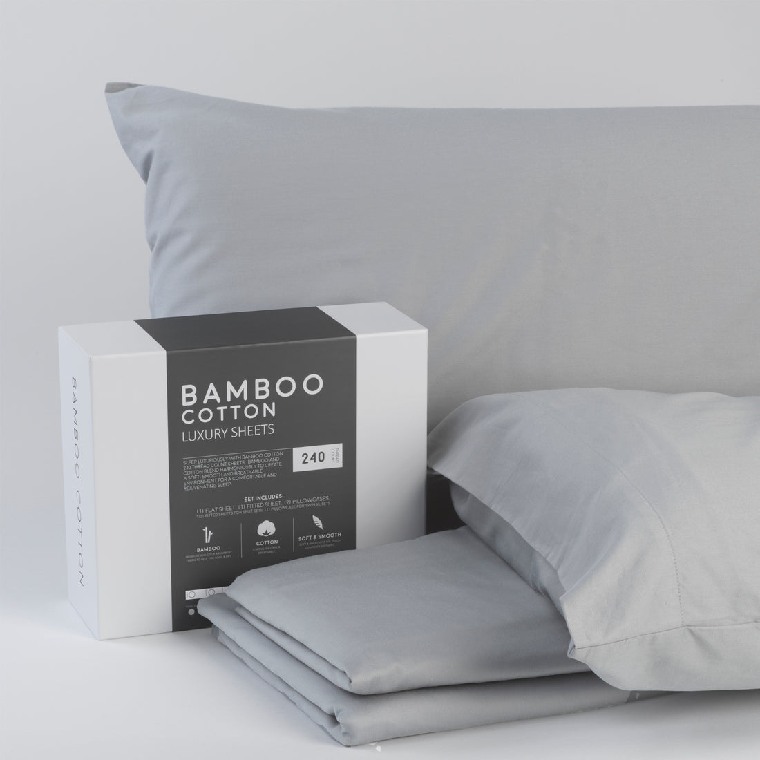 Bamboo Cotton Sheets Soft And Smooth With Viscose From Bamboo Light Grey Cal King Light Gray Cotton