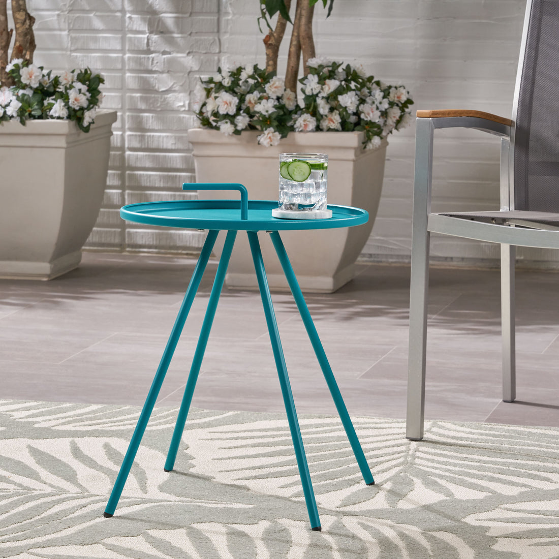 Vida 16.5 Side Table Teal Iron