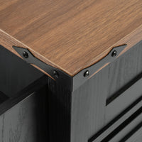 K&K 53.7" Farmhouse Kitchen Island With Power Outlet, 2 Sliding Barn Door Kitchen Storage Island With Drop Leaf, Spice Rack Rolling Kitchen Cart On Wheels, For Home, Kitchen And Dining Room, Black