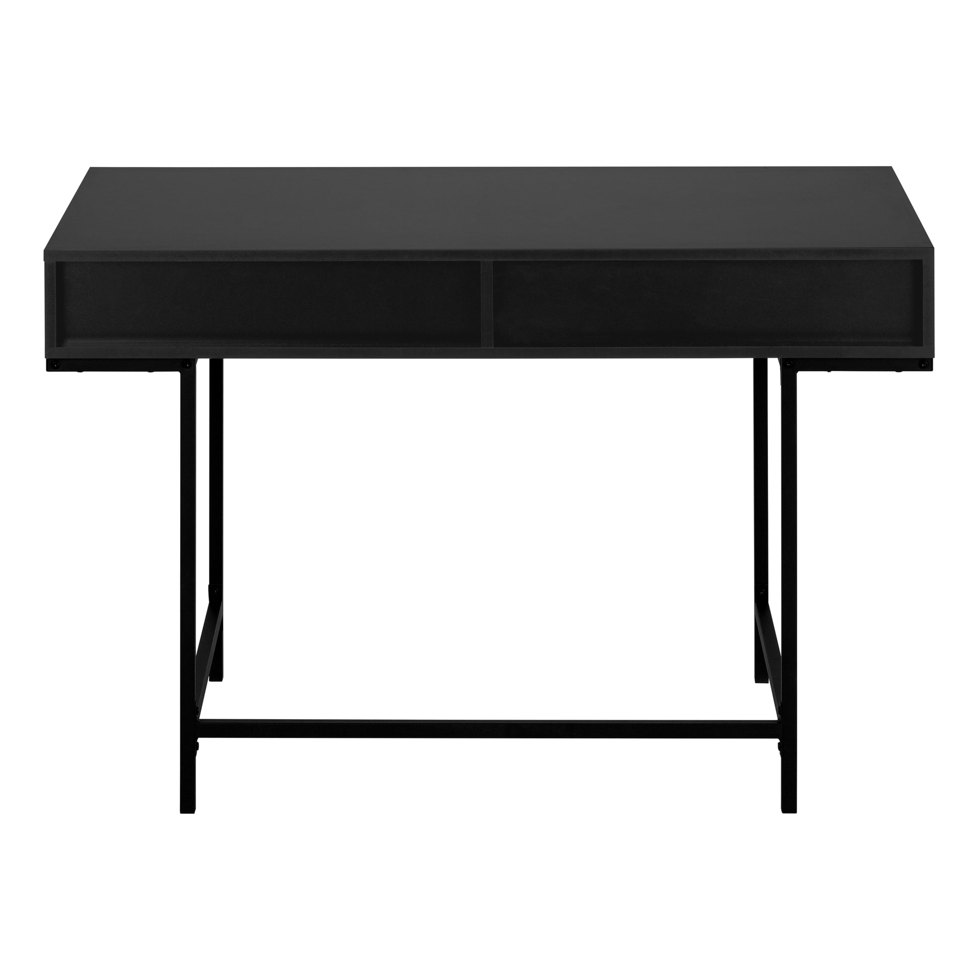 Computer Desk, Home Office, Laptop, Storage Drawers, 48"L, Work, Black Laminate, Black Metal, Contemporary, Modern Black Particle Board