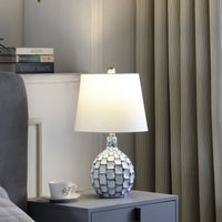 19.5" In Marin Coastal Beachside Blue Green White Ceramic Table Lamp Blue Green Wite Ceramic