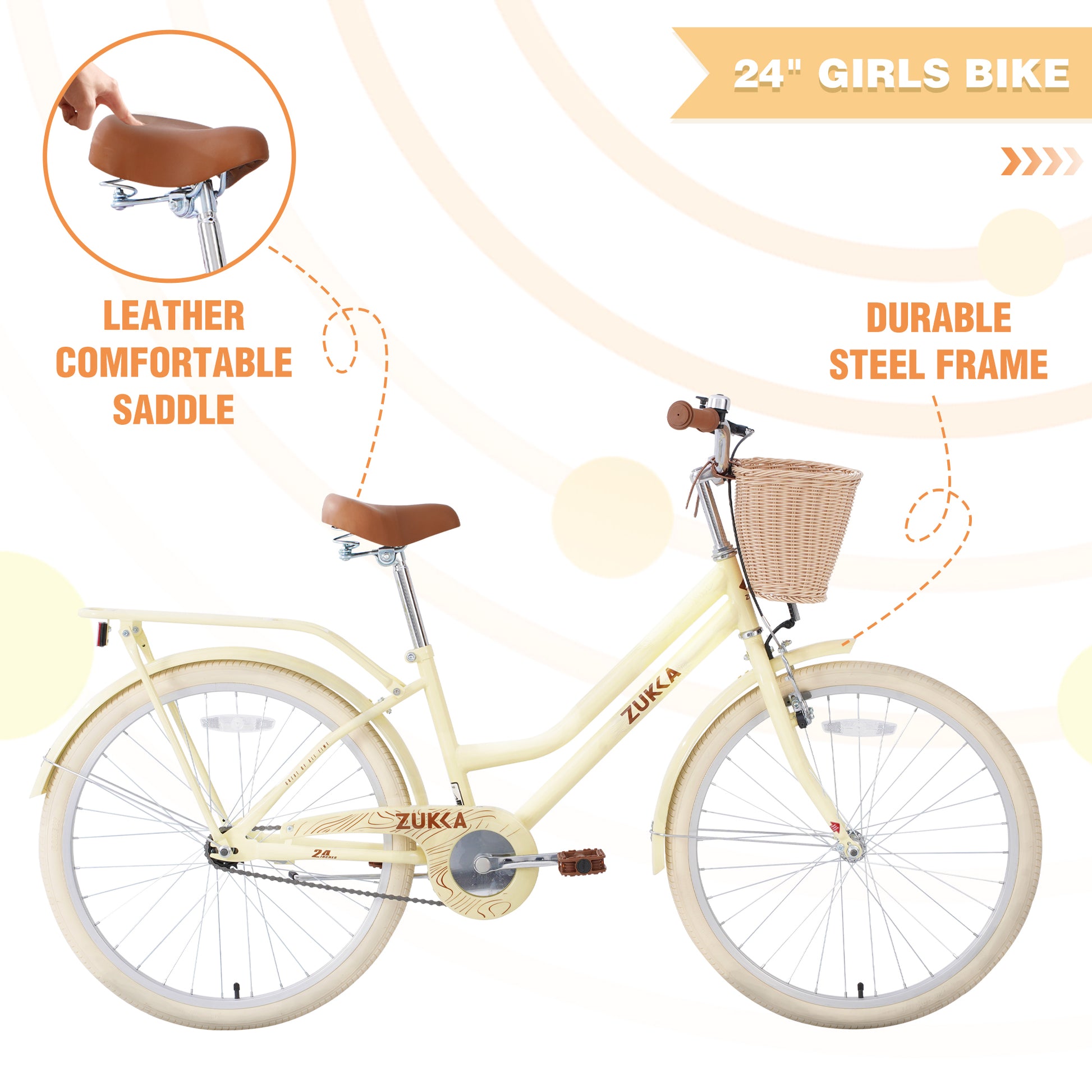 Steel Frame,Multiple Colors, For 10 Years Old Girls Bike,24 Inch Wheel Cycling Yellow Garden & Outdoor Steel