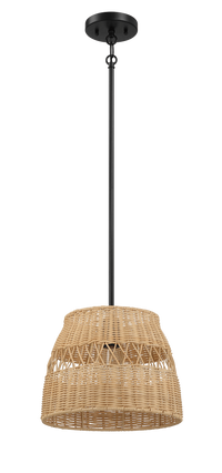 Essence Single Lights Pendant With Rattan Shade Black Metal Finish For Farmhouse Style Black,Rattan Ceiling Lights Metal,Rattan