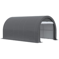 Outsunny 10' X 16' Carport, Heavy Duty Portable Garage Storage Tent With Large Zippered Door, Anti Uv Pe Canopy Cover For Car, Truck, Boat, Motorcycle, Bike, Garden Tools, Outdoor Work, Gray Grey Steel