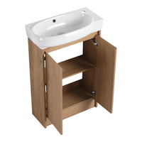 23" Freestanding Bathroom Vanity With Sink, Soft Close Doors Imitative Oak Bathroom Modern Plywood