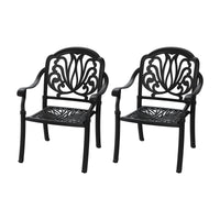 Cast Aluminum Patio Dining Chair 2Pcs With Black Frame And Cushions In Random Colors Yes Dining Set Black Rust Resistant Frame Water Resistant Cushion Garden & Outdoor Complete Patio Sets Aluminium